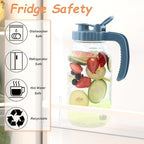 Mason Jar Pitcher 2 Quart With Pour Spout Lids 64 OZ Wide Mouth Water Pitcher Airtight And Leakproof Glass Carafe With Handle And Flip Cap For Milk, Iced Tea, Cold Brew Coffee, Juice, Infused Water