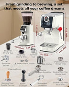 Tuni E2 𝑬𝒔𝒑𝒓𝒆𝒔𝒔𝒐 𝑴𝒂𝒄𝒉𝒊𝒏𝒆 with G1 𝑪𝒐𝒏𝒊𝒄𝒂𝒍 𝑪𝒐𝒇𝒇𝒆𝒆 𝑮𝒓𝒊𝒏𝒅𝒆𝒓 and 𝑩𝒐𝒕𝒕𝒐𝒎𝒍𝒆𝒔𝒔 𝑷𝒐𝒓𝒕𝒂𝒇𝒊𝒍𝒕𝒆𝒓 Combo Set | 48 Grind Settings | Professional Home Barista Kit