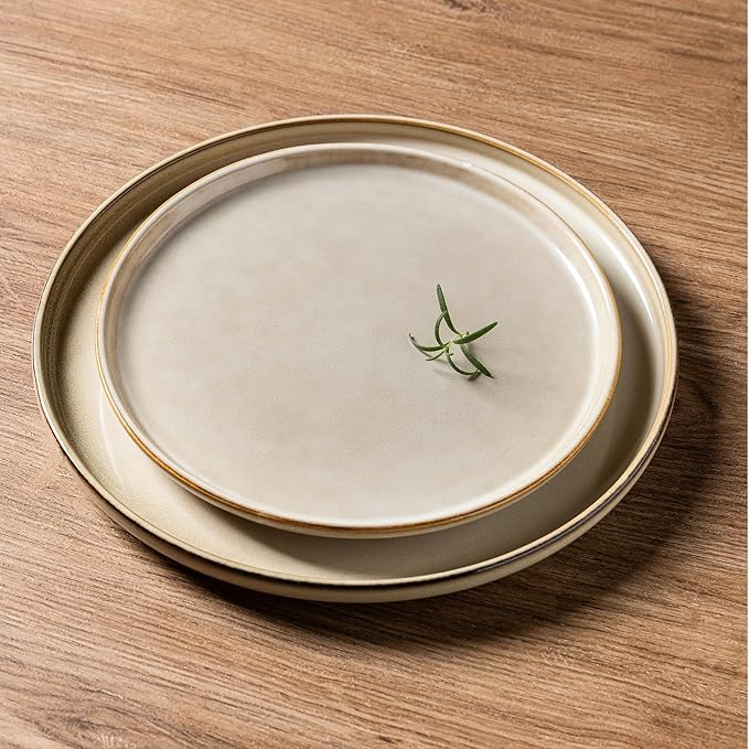 AmorArc Stoneware Dinnerware Sets,Round Reactive Glaze Plates and Bowls Set,Highly Scratch Resistant | Dishwasher & Microwave Safe Dishes Set,Service for 4 (12pc)