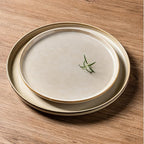 AmorArc Stoneware Dinnerware Sets,Round Reactive Glaze Ceramic Plates and Bowls Sets,Highly Scratch Resistant | Microwave & Dishwasher Safe,Cappuccino,Service for 8 Dishes Set