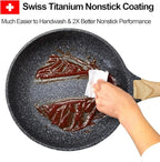 9.5 inch Nonstick Frying Skillet, Granite Coating Omelette Pan, 100% PFOA Free, Healthy Nonstick Stone Frying Chef's Skillet