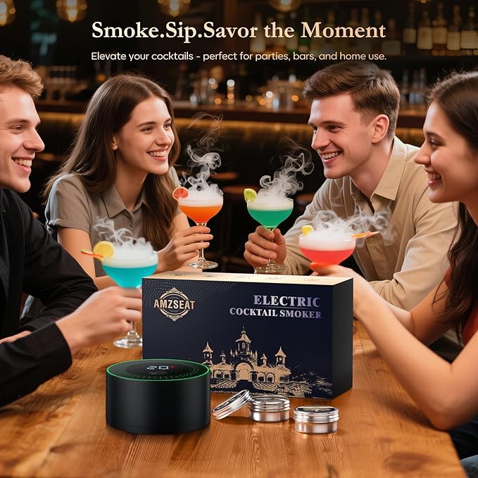 Electric Whiskey Smoker Kit-Rechargeable Cocktail Smoker Set with 6 Wood Chips - Unique Bourbon & Old Fashioned Drinks Smoker, Ideal Christmas, Birthday, Gifts for Men, Dad, Husband