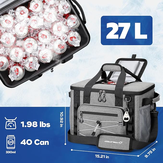 Maelstrom Soft Sided Cooler Bag, 30/40 Can Collapsible Insulated Ice Chest, Large Leakproof Camping & Travel Cooler for Kayaking & Beach