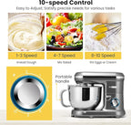 VIVOHOME Stand Mixer, 660W 10 Speed 6 Quart Tilt-Head Kitchen Electric Food Mixer with Beater, Dough Hook, Wire Whip and Egg Separator, Gray