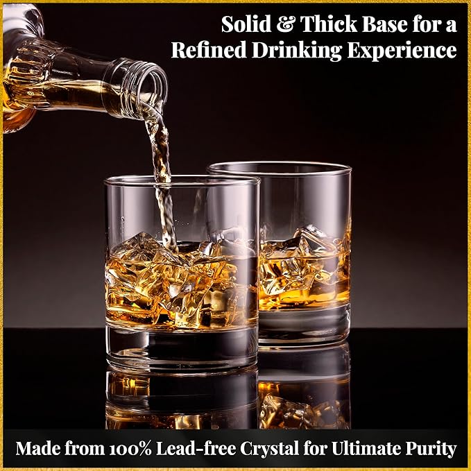 Voted Best High-End Whiskey Decanter 2024 by Food & Wine Magazine |1Hand-Blown Decanter & 4 Tumblers |Made in Europe |100% Lead-Free Crystal |Gift Box