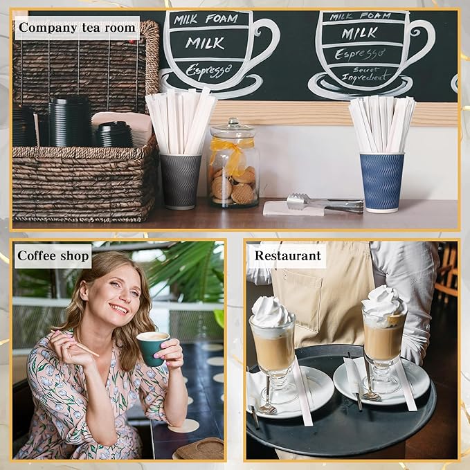 3000 Pcs Individually Wrapped Wooden Coffee Stirrers, Disposable Coffee Stir Sticks Round End Sticks Bulk Wood Stirrers for Cocktail Hot Drinks Restaurant Bar Home Office (7 Inch)