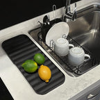 SunnyPoint 304 Stainless Steel NeverRust Compact Dish Drying Rack with Utensil Holder & Removable Drain Tray, Rustproof Small Dish Rack for Kitchen Countertop or Over Sink – Black