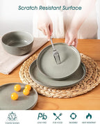 vancasso ANYA 24 Pieces Plates and Bowls Set, Stone Grey Dinnerware Sets, Reactive Glaze Dishes Set for 8, Ceramic Dishware Sets Kitchen Dinner Set, Microwave & Dishwasher Safe