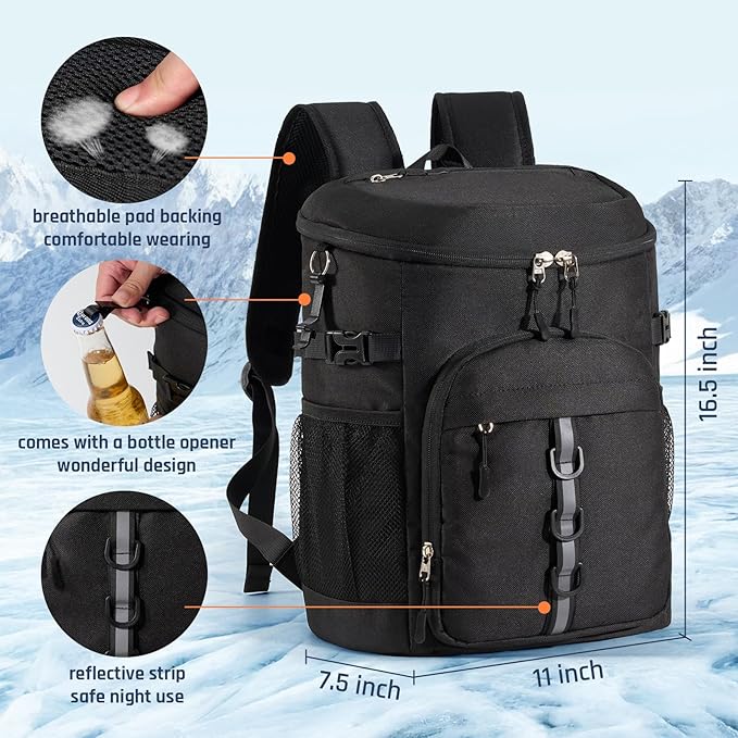 Cooler Backpack, Lightweight and Large Capacity Soft Backpack Cooler, Leak Proof Cooler Bag for Men Women