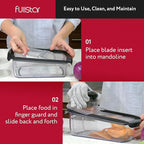Fullstar Mandoline Slicer for Kitchen, Fruit Cutter, Cheese Grater, Cucumber Slicer, Veggie Spiralizer, Food Cutter & Kitchen Gadgets with Safety Glove (11 in 1, Clear)