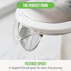 GreenLife 1.7 Liter Glass Electric Kettle, Easy One Touch Use, Quick Heating, Filtered Spout, LED Base, Auto Shut-Off, Cordless Serving, Coffee and Tea, White