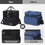 Maelstrom Lunch Box, 23L Insulated Lunch Bag, Expandable Double Deck Cooler Bag, Lightweight Leakproof Tote Bag With Side Tissue Pocket, Suit For Men and Women, Black