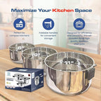 ChefTop Stainless Steel 3-in-1 Pot with Glass Lid, Space Saving Pot, Three sizes: 8", 9", and 11" with matching glass lids