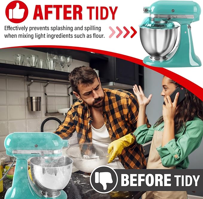 Pouring Shield for KitchenAid Tilt Head 4.5-5 QT (for Stainless Steel Bowls Only), for Kitchen aid Accessories and Attachments, Fully Enclosed Foldable Lid Mixer Bowl Cover, Not For Bowl Lift (Blue)