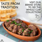 Hakan Bergama Handmade Oval Clay Pan Set of 2 | Terracotta Pans Glazed Inside | Casserole Dishes for Oven Baking | Traditional Earthenware Clay in Box, Large, 4.8 x 10.25 x 1.5-inch 13.5 Oz (400 cc)