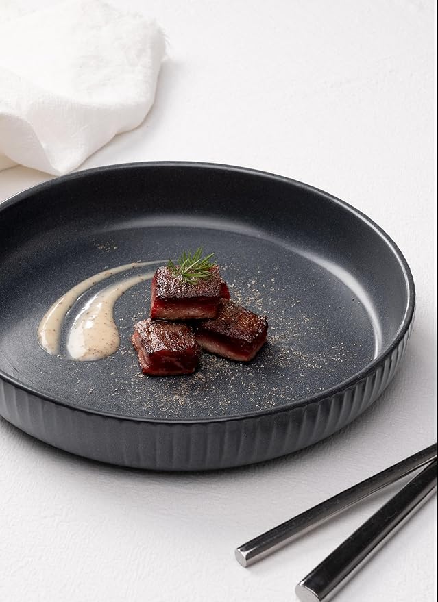 famiware Starlight Large pasta bowls set of 4, Serving Bowls for Pasta, Salad, Dinner, Oatmeal. Microwave Safe-36 oz, 8.46 inch, Gray