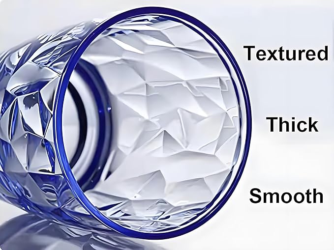 15Oz Unbreakable Tritan Drinking Glasses Shatterproof Acrylic Glasses Drinkware BPA Free Hard Plastic Cups Reusable Kitchen Water Glasses Drinking Set of 6 (Blue)