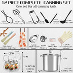 Canning Pot Water Bath Canner Stock Pot,Canning Kit for Beginners, Canning Supplies with Rack,Lid & Starter Tools Kits Stainless Steel Water Bath Canner 21.5 QT Starter Kits