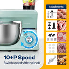 VIVOHOME 6 in 1 Multifunctional Stand Mixer with 8.5 Quart Stainless Steel Bowl, 660W 10 Speed Tilt-Head Meat Grinder, Juice Blender, Vegetable Slicer, Pasta and Cookie Maker, Blue