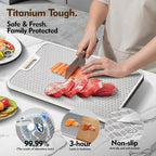 Titanium Cutting Board, Dual Sided Food Grade Titanium & Wheat Straw PP, Non Slip Scratch Resistant Easy Clean, cutting boards for kitchen, 15.16" x 10.43"