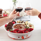 MasterChef Chocolate Fondue Maker- Xmas Party Must Have- Electric Dessert Fondue Pot Set w 4 Forks & Party Serving Tray- Melt, Warm Settings for Caramel, Cheese- Holiday Charcuterie Appetizers or Gift