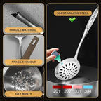 Stainless Steel Colander - Premium Kitchen Strainer with Ergonomic Handle, Perfect for Vegetables, Pasta, and More - Durable and Easy to Clean