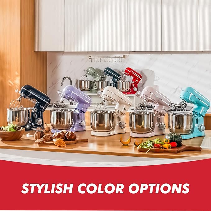 Kitchen in the Box Stand Mixer, 3.5 QT Small Kitchen Electric Stand Mixers, 10-Speed Portable Lightweight Dough Mixer for Daily Use with Egg Whisk, Dough Hook, Beater (Red)