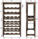 24-Bottle Wine Rack, 6 Tier Bamboo Wine Display Storage Shelves with Tabletop, Floor Freestanding Wine Bottle Holder with Wobble-Free Shelves, Walnut