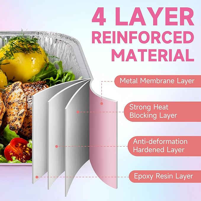 (35 Pack)Pink 8x8 Inch Disposable Aluminum Foil Pans&Square Cake Pans for Parties, Clear Plastic Lids,Eco-Friendly Baking Trays with Stickers&Cake Spoons,Picnics,Casseroles,Takeout,Recyclable Cookware