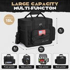 Maelstrom Tactical Lunch Box, Insulated Lunch Bag for Men, Large Leakproof Soft Cooler Bag with Detachable MOLLE Bags, Durable Lunch Tote for Adult Women Work,Picnic,20 Cans/15 L, Black