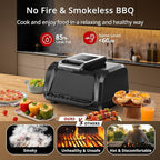 Zstar Indoor Grill Air Fryer Combo with See-Through Window, 7-in-1 Smokeless Electric Air Grill up to 450°F, 1750W Contact Grill with Non-Stick Removable Plates, Even Heat, Silicon Tongs as Gift, 4Qt