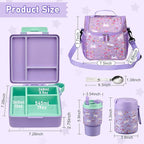 Bento Lunch Box for Kids with 17oz Soup Thermo,Insulated Tumbler Water Bottle and Insulated Lunch Bag,Leak-Proof 3 Compartment Lunch Food Container with with Ice Pack for Kids to School-Horse