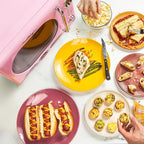 Nostalgia Retro Compact Countertop Microwave Oven 0.7 Cu. Ft. -700-Watts with LED Digital Display-Child Lock-Easy Clean Interior-Pink