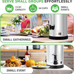 NutriChef Water Boiler and Hot Water Dispenser, 13L Electric Beverage Dispenser with Safety Lock Lid, Non-Drip Tap, Warm Function, Food Grade Stainless Steel, Home and Commercial Use, 20x11x11 in.