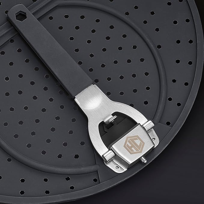 HexClad Grease Splatter Screen for Frying and Searing, Fits HexClad’s 10 and 12-inch Pans, Dishwasher-Safe, Folding Design, Heat-Safe to 480°F, Stay-Cool Locking Handle, Silicone and Stainless Steel