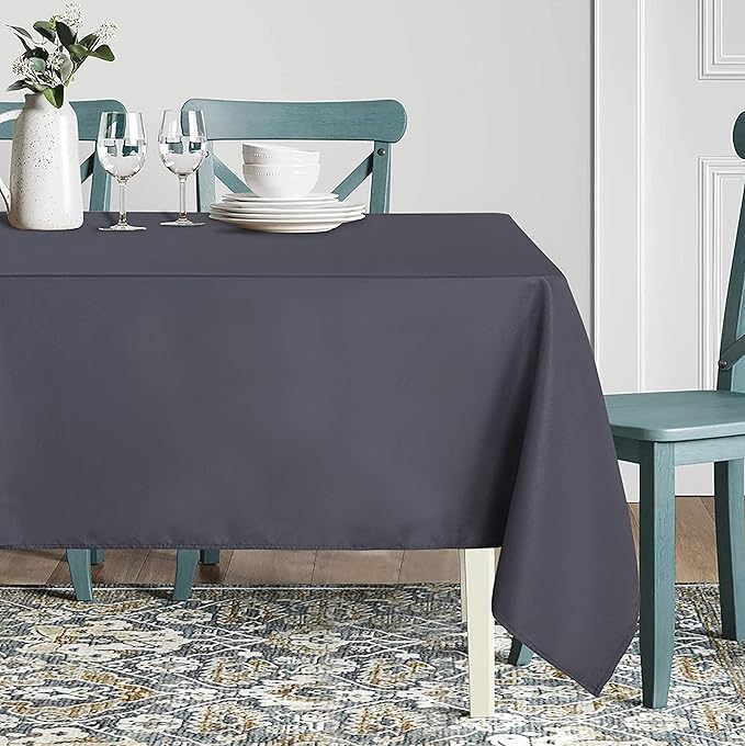 sancua Rectangle Tablecloth - 54 x 78 Inch - Stain and Wrinkle Resistant Washable Polyester Table Cloth, Decorative Fabric Table Cover for Dining Tables, Buffet Parties and Camping, Grey