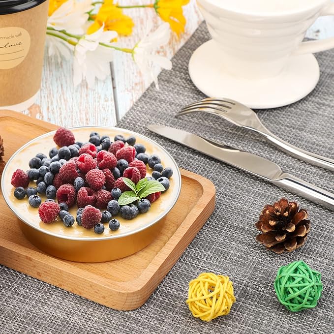 Beasea Aluminum Foil Pie Pan 4 inch Round Oven Baking Mini Cake Pan, 20 Pcs 8 Oz Aluminum Pie Pan Tin Golden Tart Pans for Pie Tart Quiche