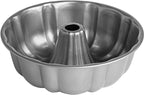Cooking Light Heavy Duty Nonstick Bakeware Carbon Steel Fluted Tube Bundt Pan with Quick Release Coating, Manufactured without PFOA, Dishwasher Safe, Oven Safe, 9-Inch, Gray