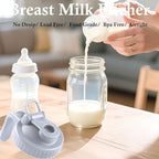 Mason Jar Pitcher With Pour Lid 32 Oz Glass Breast milk Storage Jug 1 Quart Wide Mouth Glass Tea Pitcher With Handle Creamer Container For Fridge Juice, Cold Brew Coffee,Lemonade,Beverage 2 Set