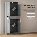 HOMCOM 71" Kitchen Pantry Cabinet with Drawer and Adjustable Shelf, Freestanding Tall Storage Cabinet with 2 Double Door Cupboards, Gray