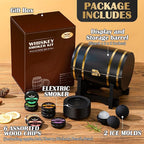Electric Whiskey Smoker Kit with Wooden Display Barrel, Rechargeable Cocktail Smoker Kit with 6 Premium Wood Chips for Old Fashioned & Whiskey – Bar Gift for Men, Dad, Husband (No Butane Needed)