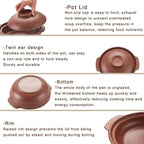 Unglazed Terracotta Ceramic Casserole Dish, Clay Pot, Earthen Pot Cookware with Lid for Dinner and Party, Stockpot for Rice Hot Pot, Stew, Bakeand Serve Oven Safe-Heat Resistant