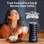 Milk Frother, Paris Rhône 4-in-1 Milk Steamer and Frother, Hot & Cold Foam Milk Warmer with Temperature Control, Auto Shut-Off Frothers for Coffee, Latte, Cappuccino, Macchiato