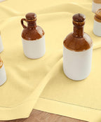 Solino Home Square Linen Tablecloth 52 x 52 Inch - 100% Pure Linen Yellow Table Throw - Classic Hemstitch, Machine Washable Table Cloth for Summer