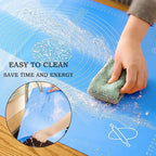 Silicone Baking Mat for Pastry Rolling Dough with Measurements,19.7" x 15.7" BPA Free Non stick and Non Slip Blue Table Sheet Baking Supplies for Bake Pizza Cake