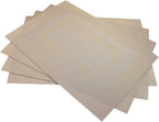 PIGCHCY Placemats,Heat Resistant Non Slip Durable Plastic Place Mats,Washable Easy to Clean Woven Vinyl Kitchen Placemats for Dining Table Set of 4 (Champagne)