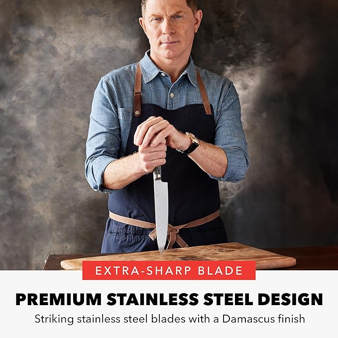 GreenPan x Bobby Flay Stainless Steel 12 Piece Cookware Pots and Pans Set and 8" Chef's Knife, Professional Grade Tri Ply, PFAS-Free Ceramic Nonstick, Induction Suitable, Dishwasher & Oven Safe