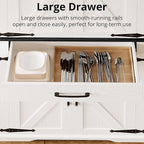 IRONCK Farmhouse Kitchen Pantry Cabinet, Tall Storage Cabinet with 6 Hanging Shelves and Adjustable Shelves, Freestanding Cupboard with Barn Doors for Kitchen, Dining Room，White/Black