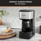 KRUPS Simply Brew Coffee Maker - Multi-Serve 4-in-1 with Stainless Steel Travel Tumbler, Black, 14oz
