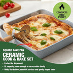 Granitestone Ceraluxe 20 Pc Ceramic Cookware Set Nonstick, Complete Pots and Pans Set Non Stick for Kitchen with Bakeware, Utensils & Steamer, Non Toxic Made Without PFOA PFOS, Oven & Dishwasher Safe